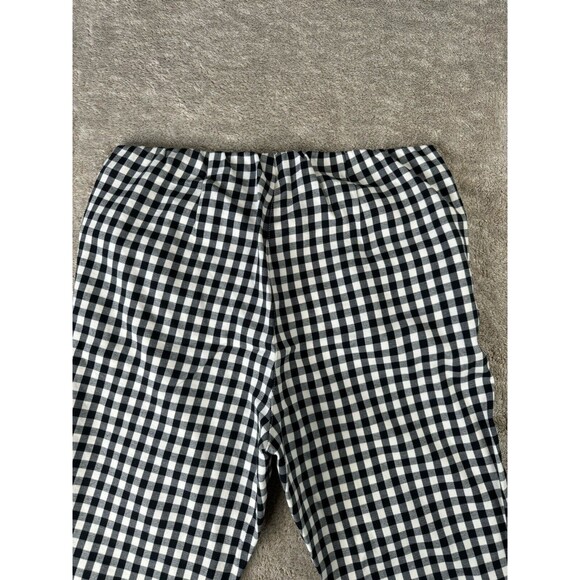 J JILL Essential Cotton Stretch I Black Cream Check Pull On Pants I Women’s Sz 8 - Picture 13 of 13